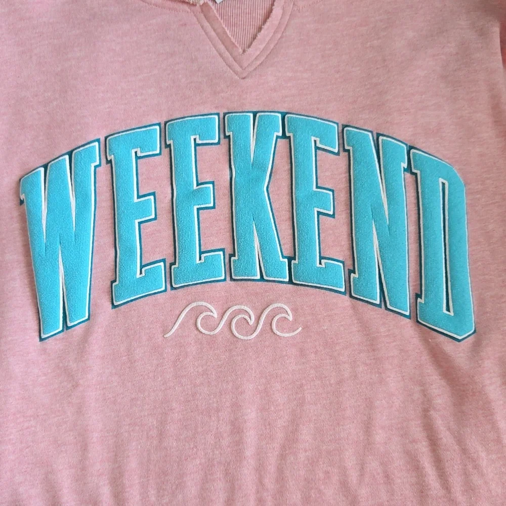 NWT Simply Southern Weekend Boxy Pullover Sweatshirt Rosy Pink - Picture 3 of 6